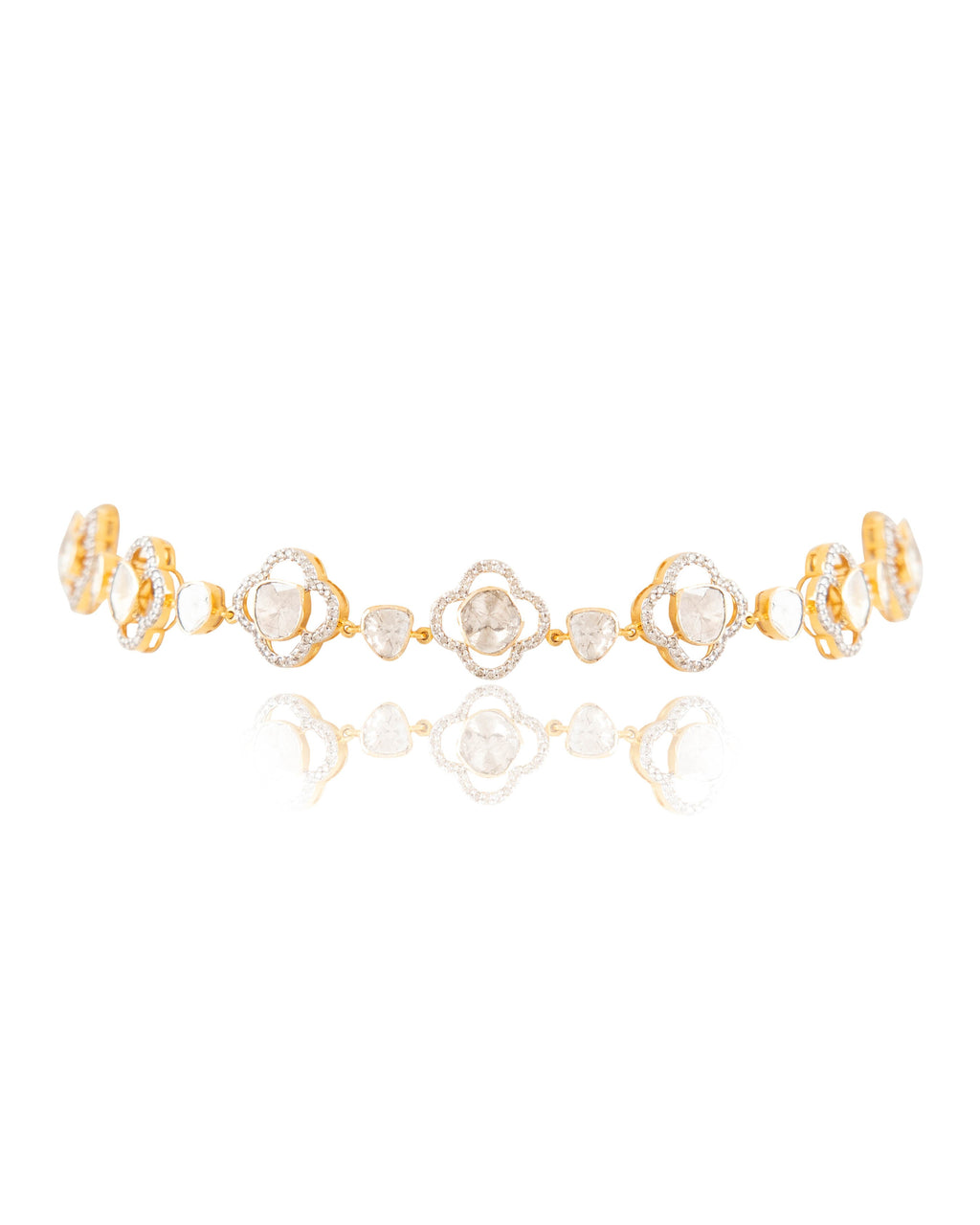 Ofeliya Choker And Maitreyi Long Earrings Polki And Diamond Set