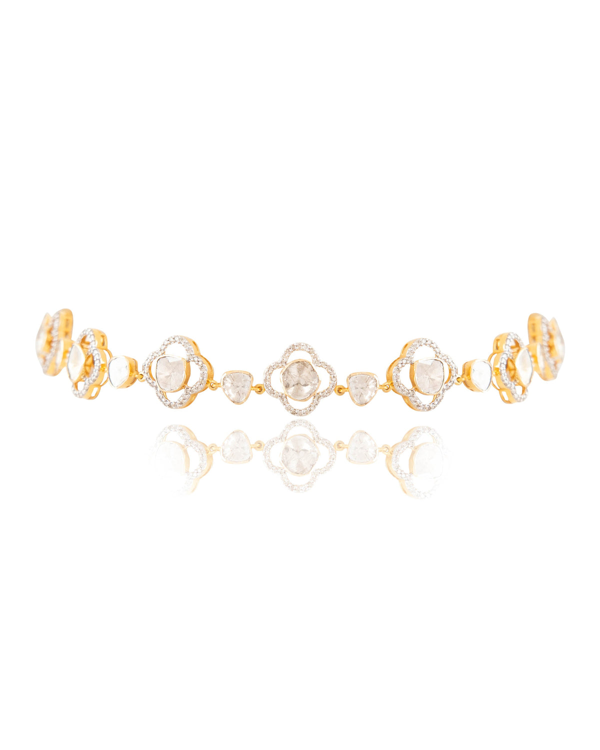 Ofeliya Choker And Maitreyi Long Earrings Polki And Diamond Set