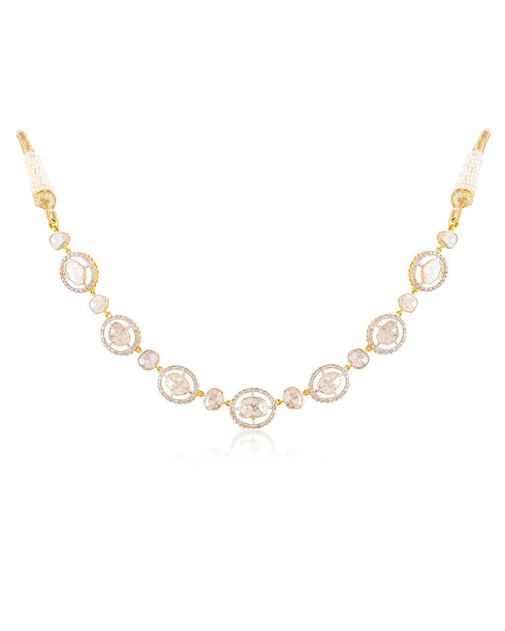 Rhea Choker And Taina Long Earrings Polki And Diamond Set