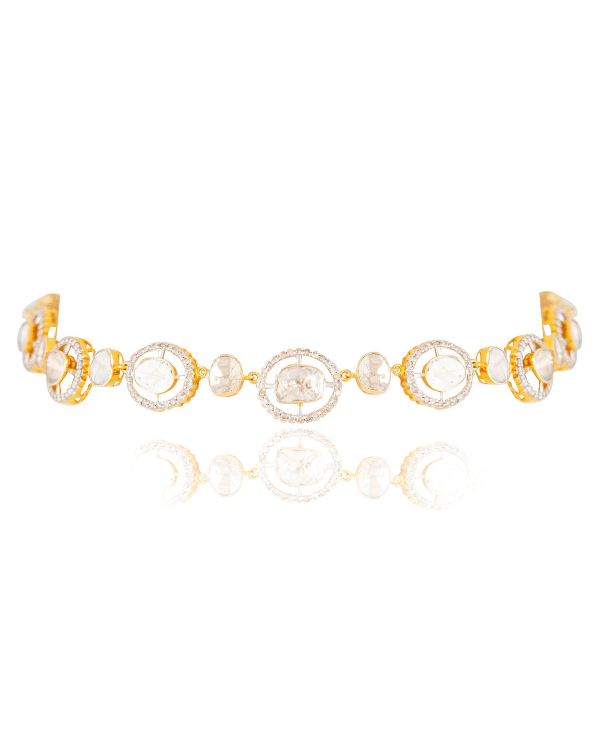 Rhea Choker And Taina Long Earrings Polki And Diamond Set