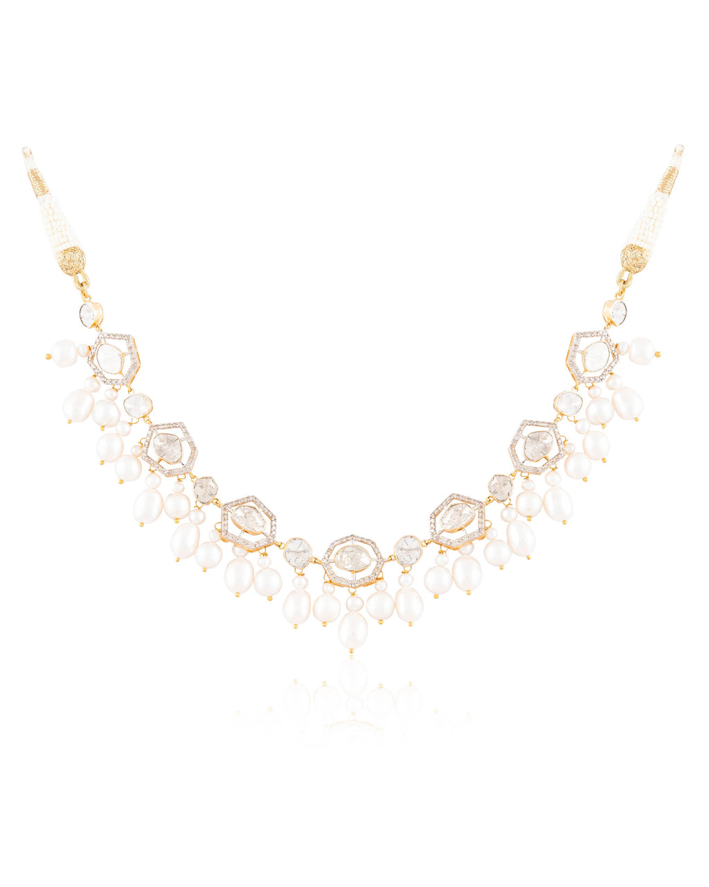 Diana Choker And Nelisha Long Earrings Polki And Diamond Set