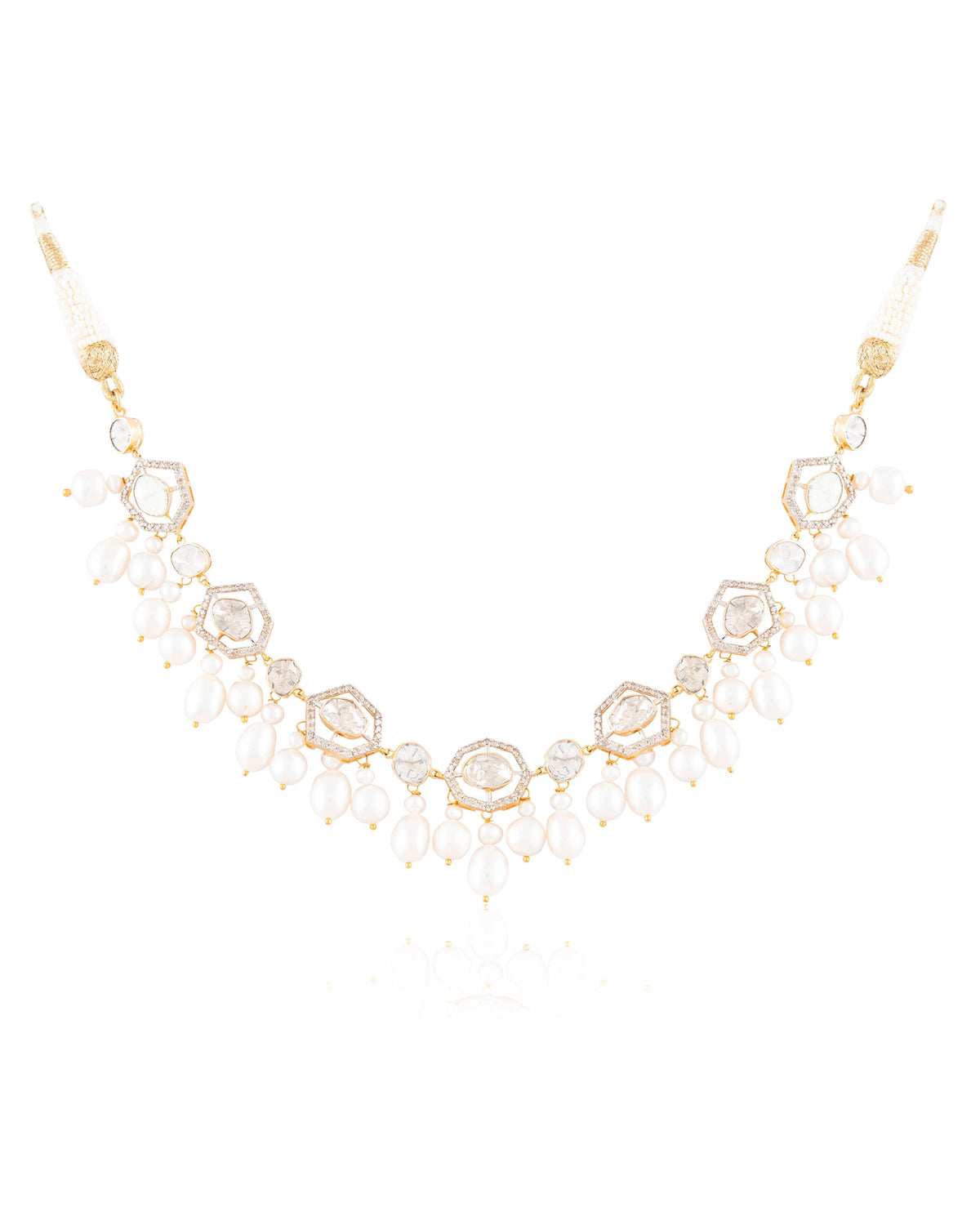 Diana Choker And Nelisha Long Earrings Polki And Diamond Set