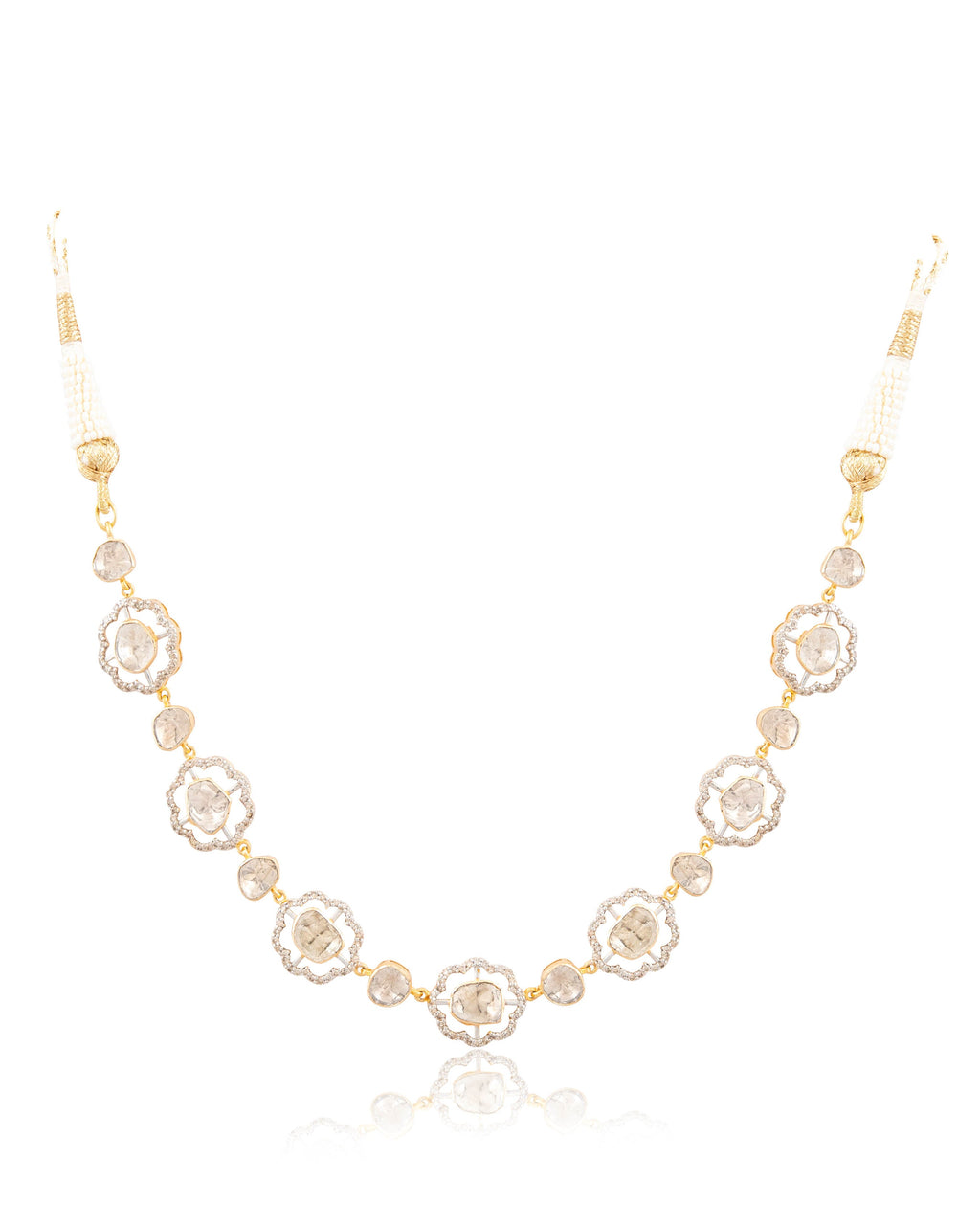 Arina Choker And Chaitali Long Earrings Polki And Diamond Set
