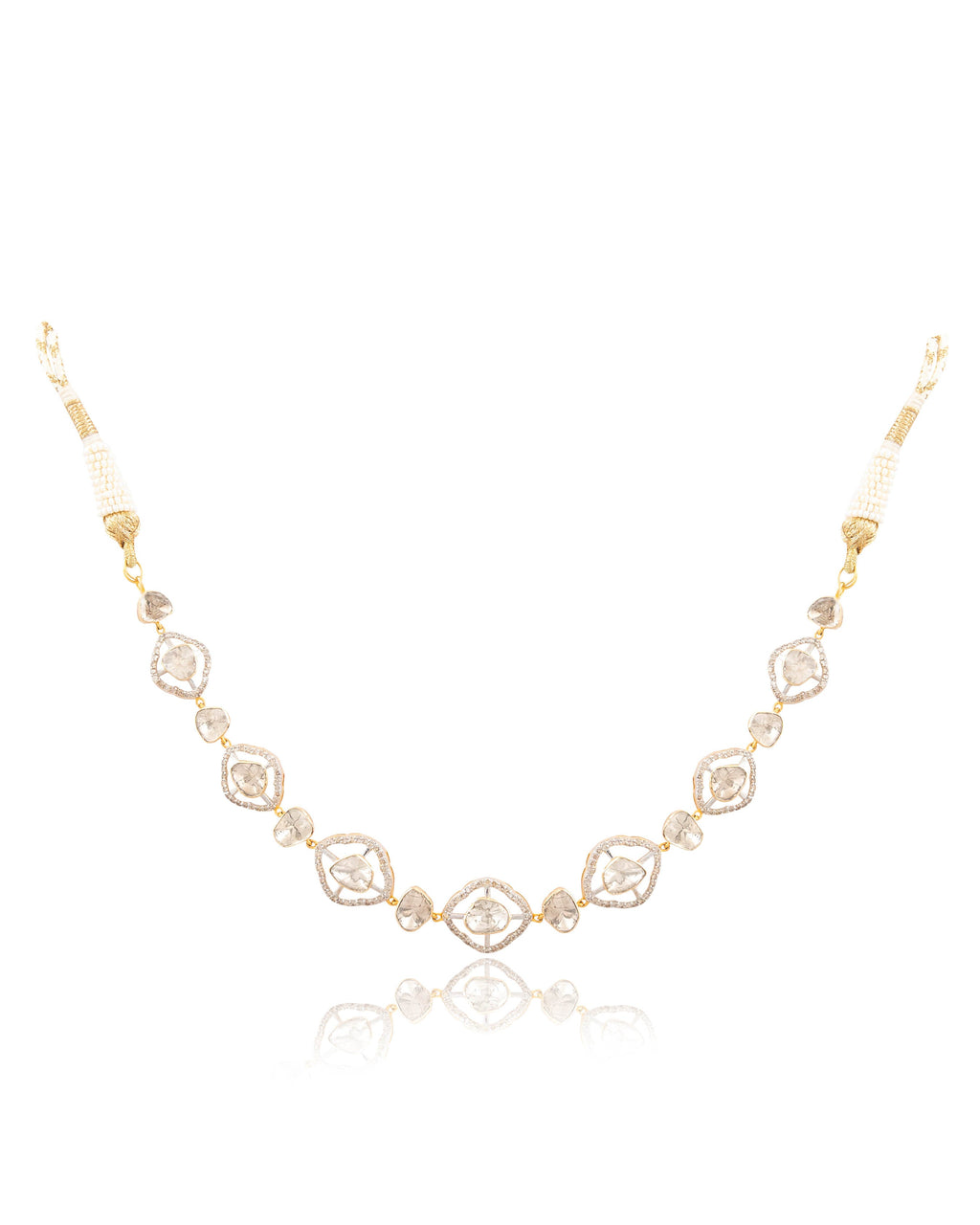 Alyona Choker And Jessa Long Earrings Polki And Diamond Set