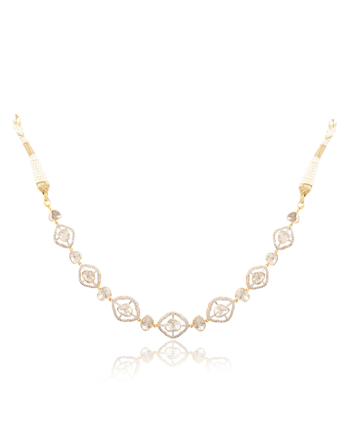 Alyona Choker And Jessa Long Earrings Polki And Diamond Set