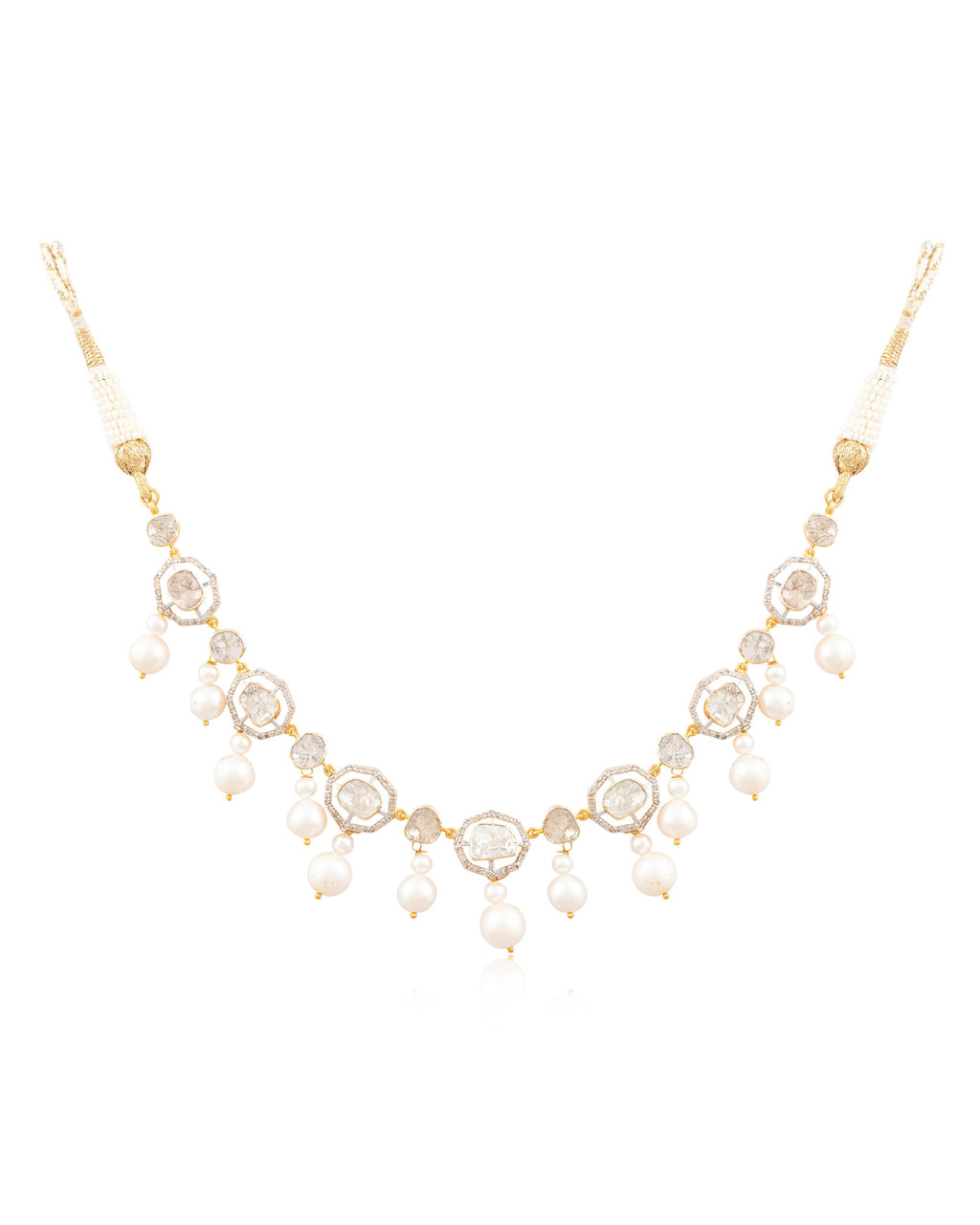 Alvina Choker And Evikta Long Earrings Polki And Diamond Set