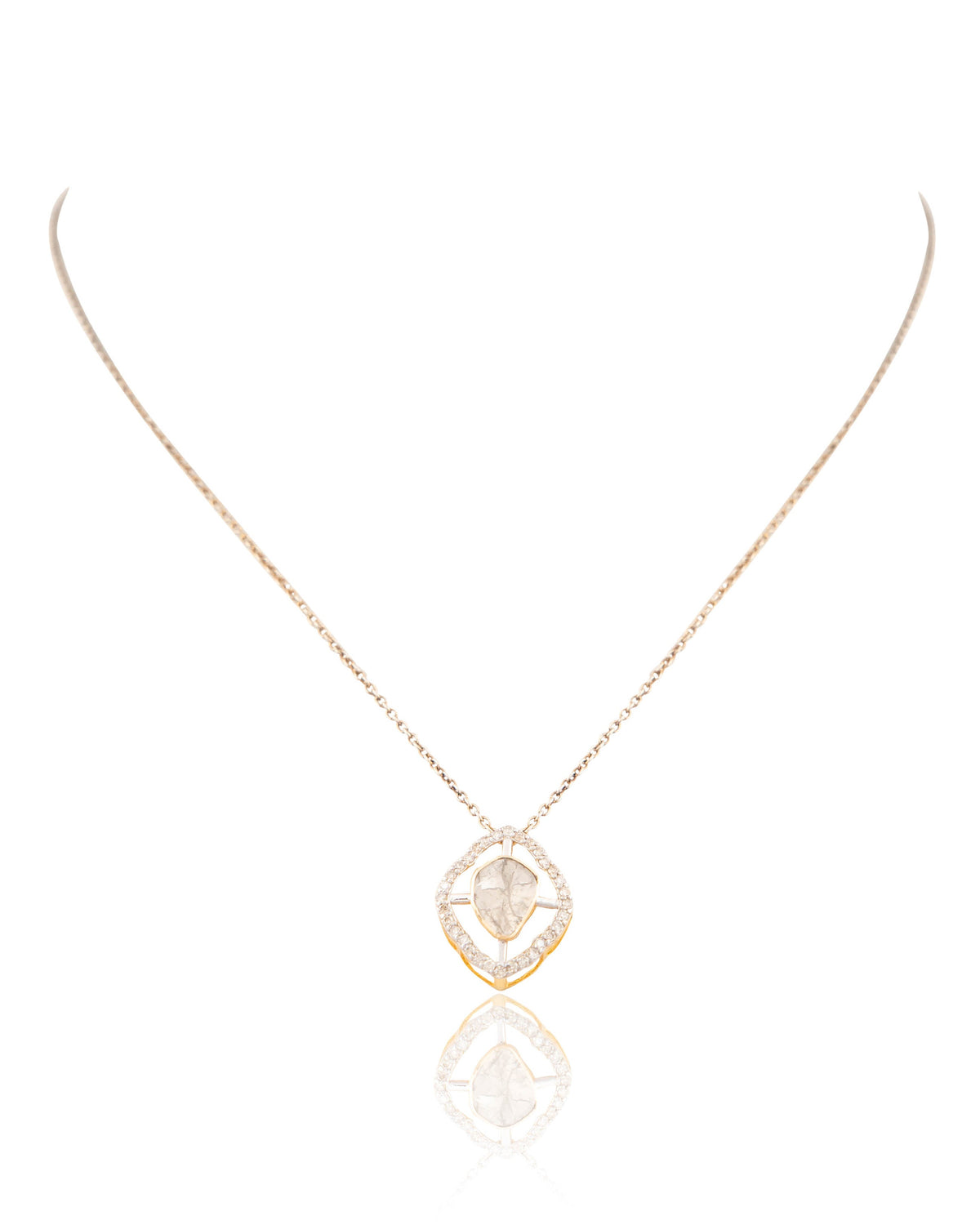 Veena Pendant And Akansha Tops Polki And Diamond Set