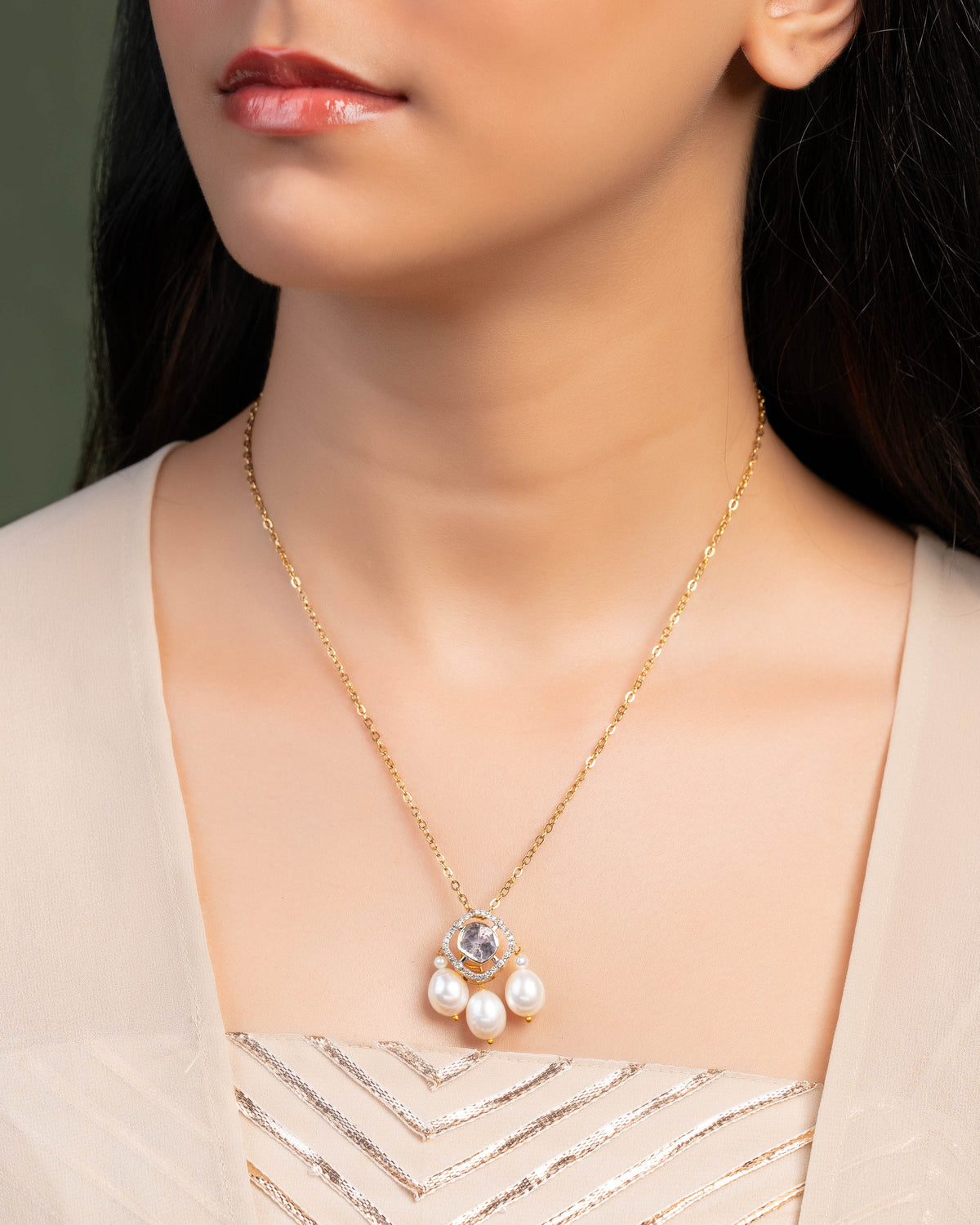 Nandini Polki And Diamond Pendant