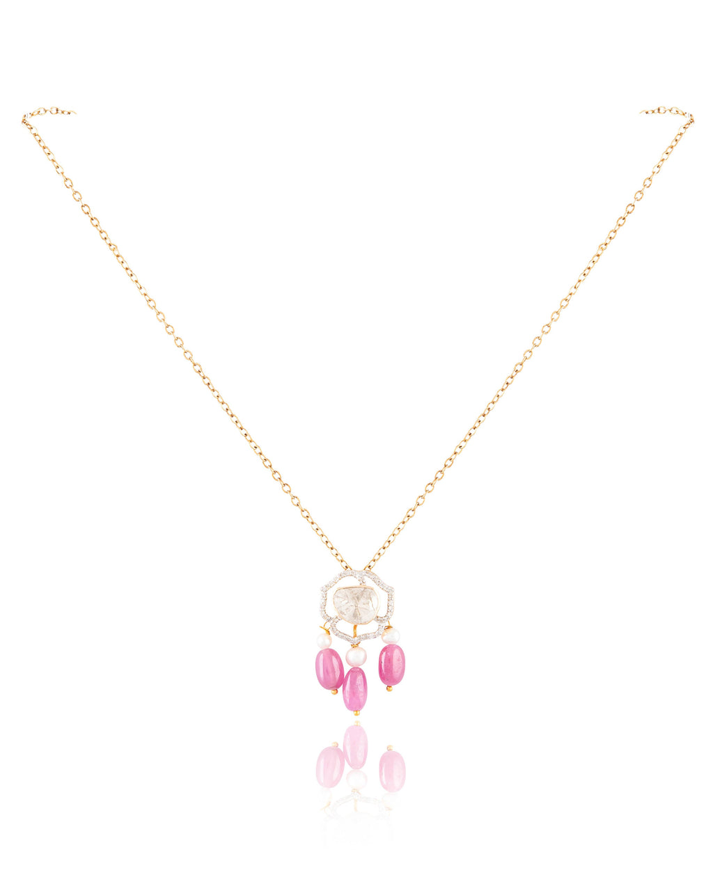Mishka Pendant And Adweta Tops Polki And Diamond Set