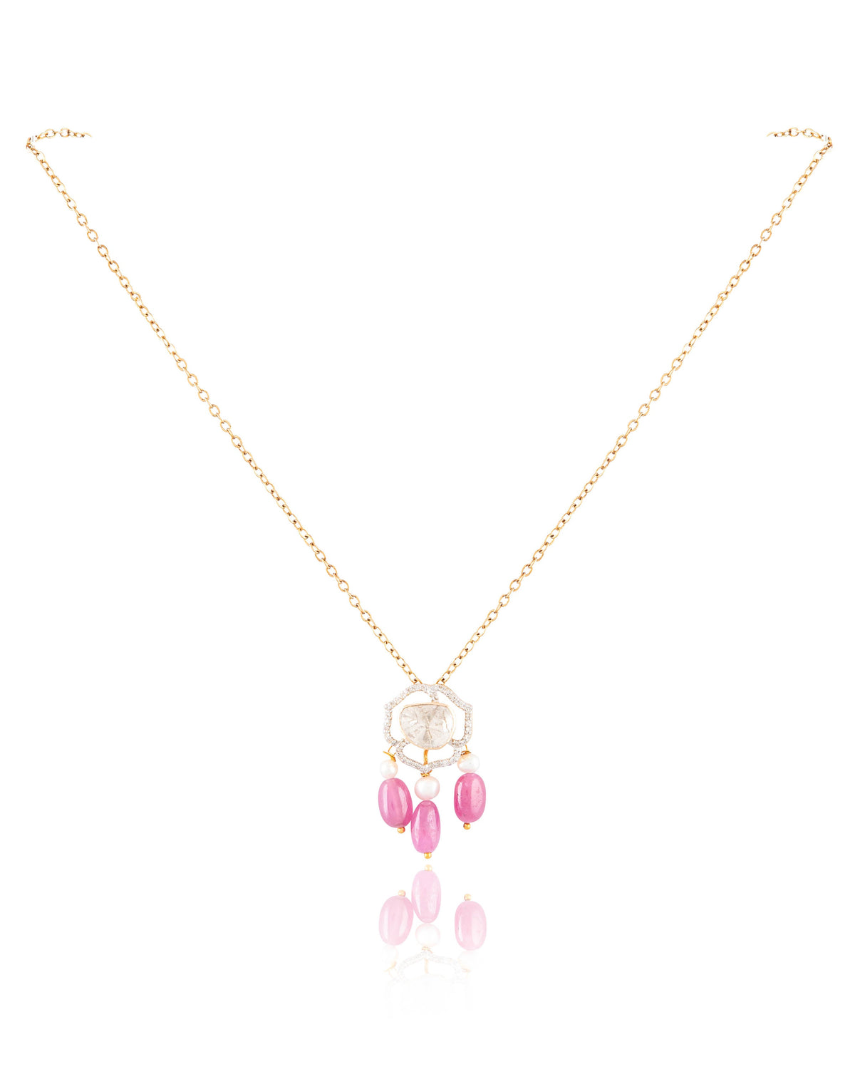 Mishka Pendant And Adweta Tops Polki And Diamond Set