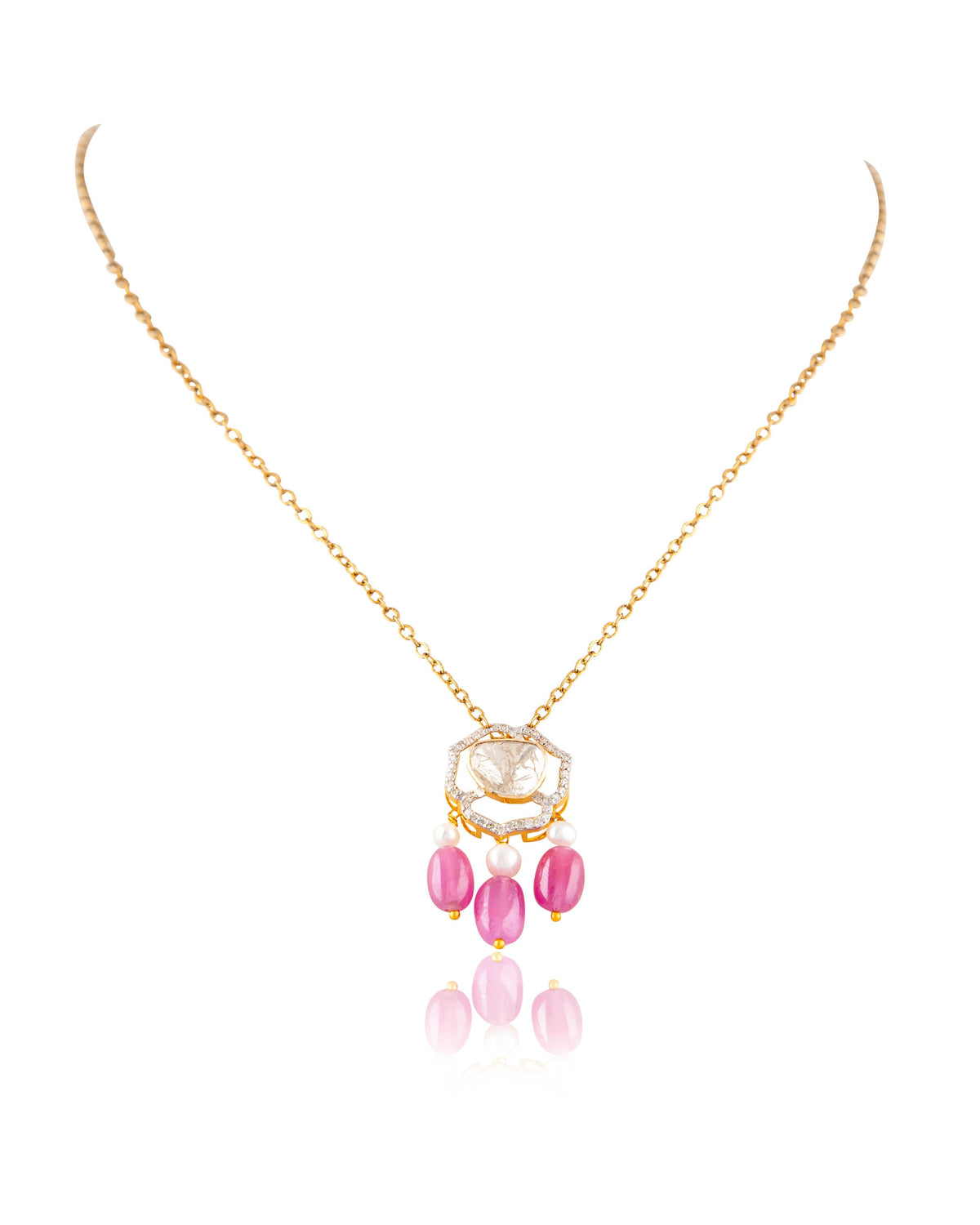 Mishka Pendant And Adweta Tops Polki And Diamond Set