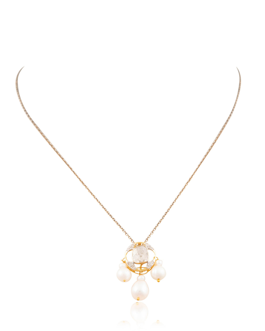 Vriddhi Pendant And Jignisha Tops Polki And Diamond Set