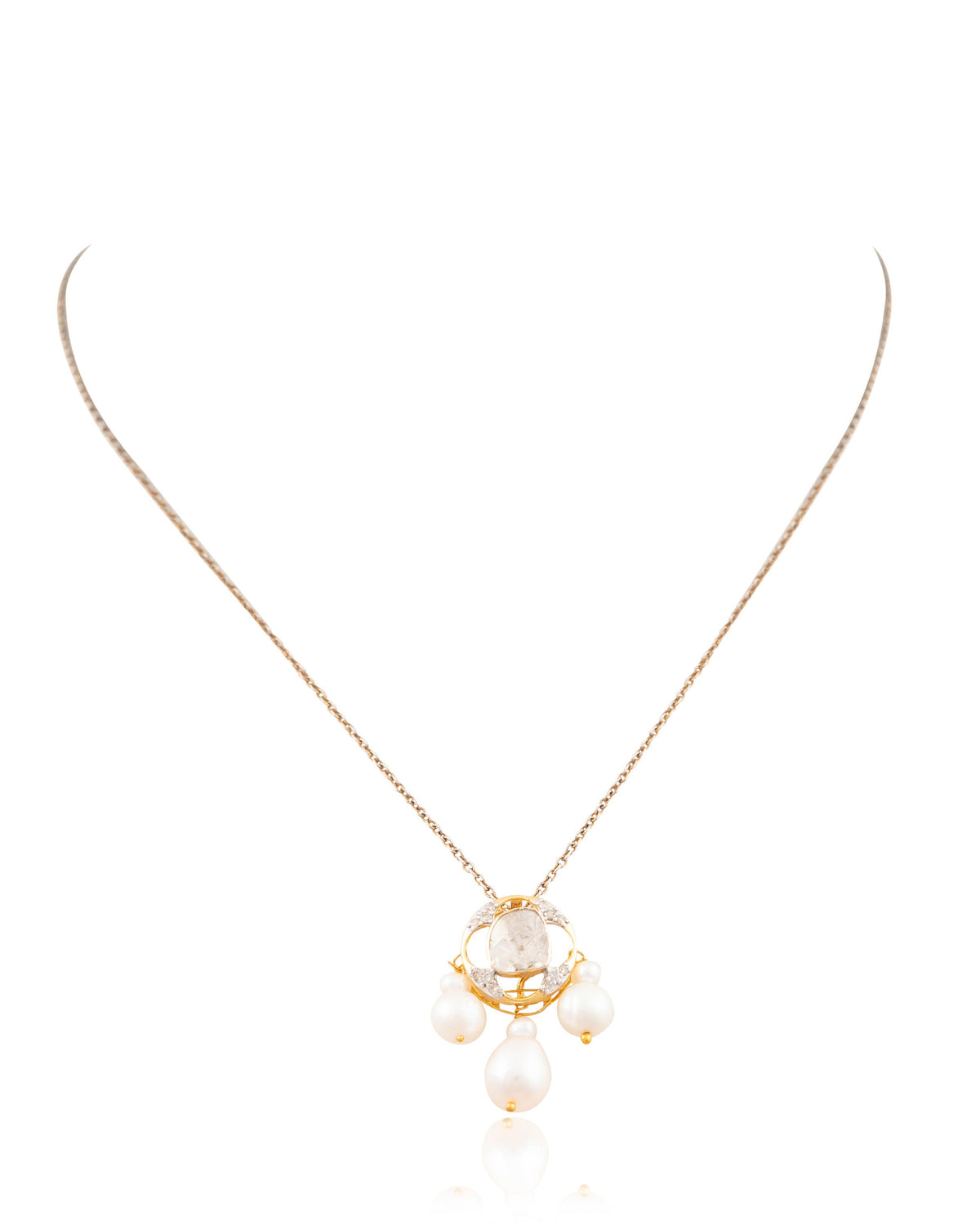 Vriddhi Pendant And Jignisha Tops Polki And Diamond Set