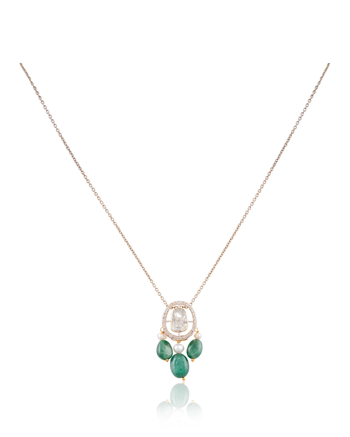 Piyu Pendant And Diksha Tops Polki And Diamond Set