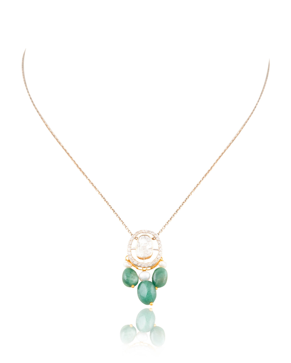 Piyu Pendant And Diksha Tops Polki And Diamond Set
