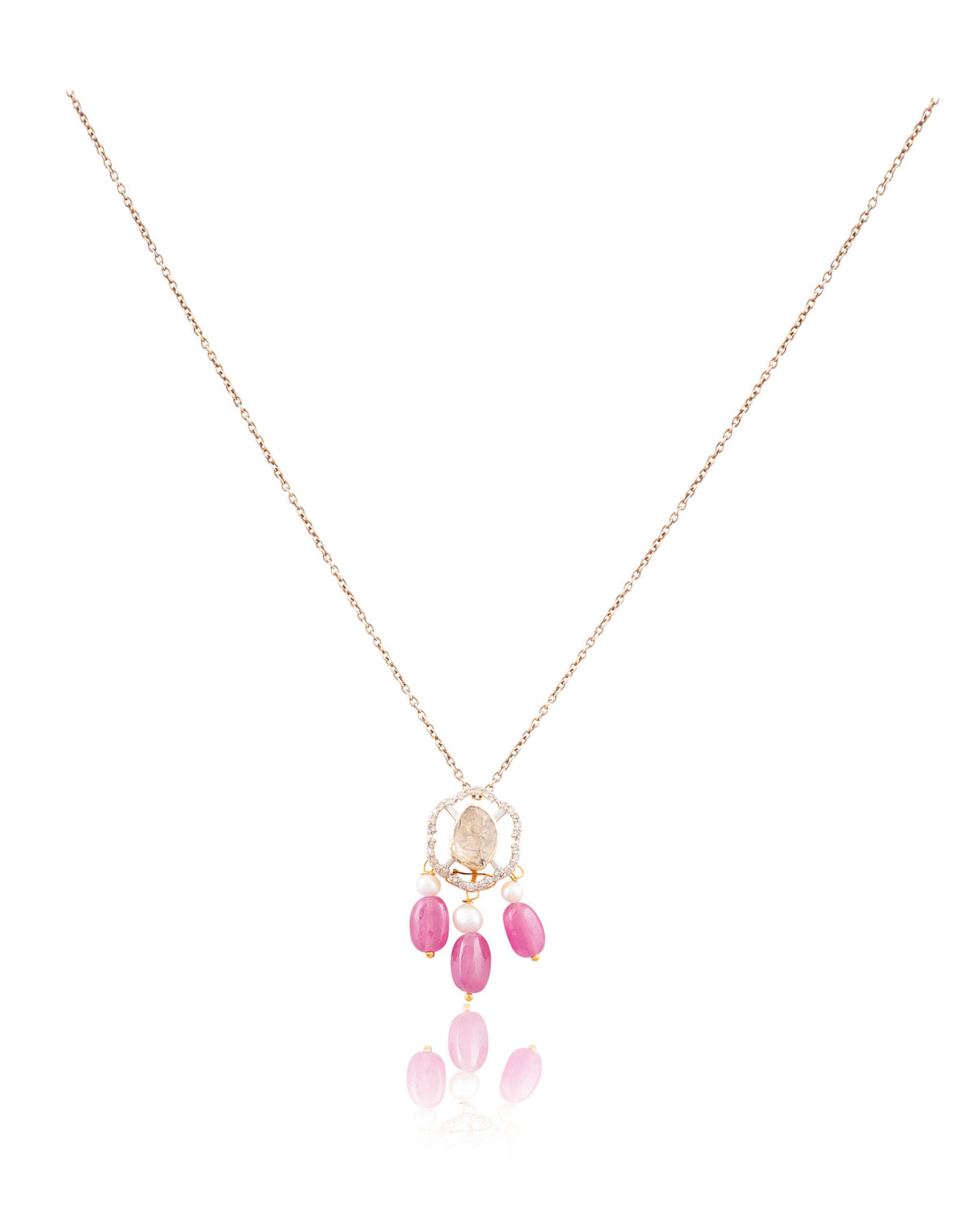 Priti Pendant And Nigar Tops Polki And Diamond Set