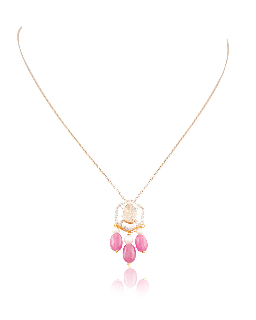 Priti Pendant And Nigar Tops Polki And Diamond Set