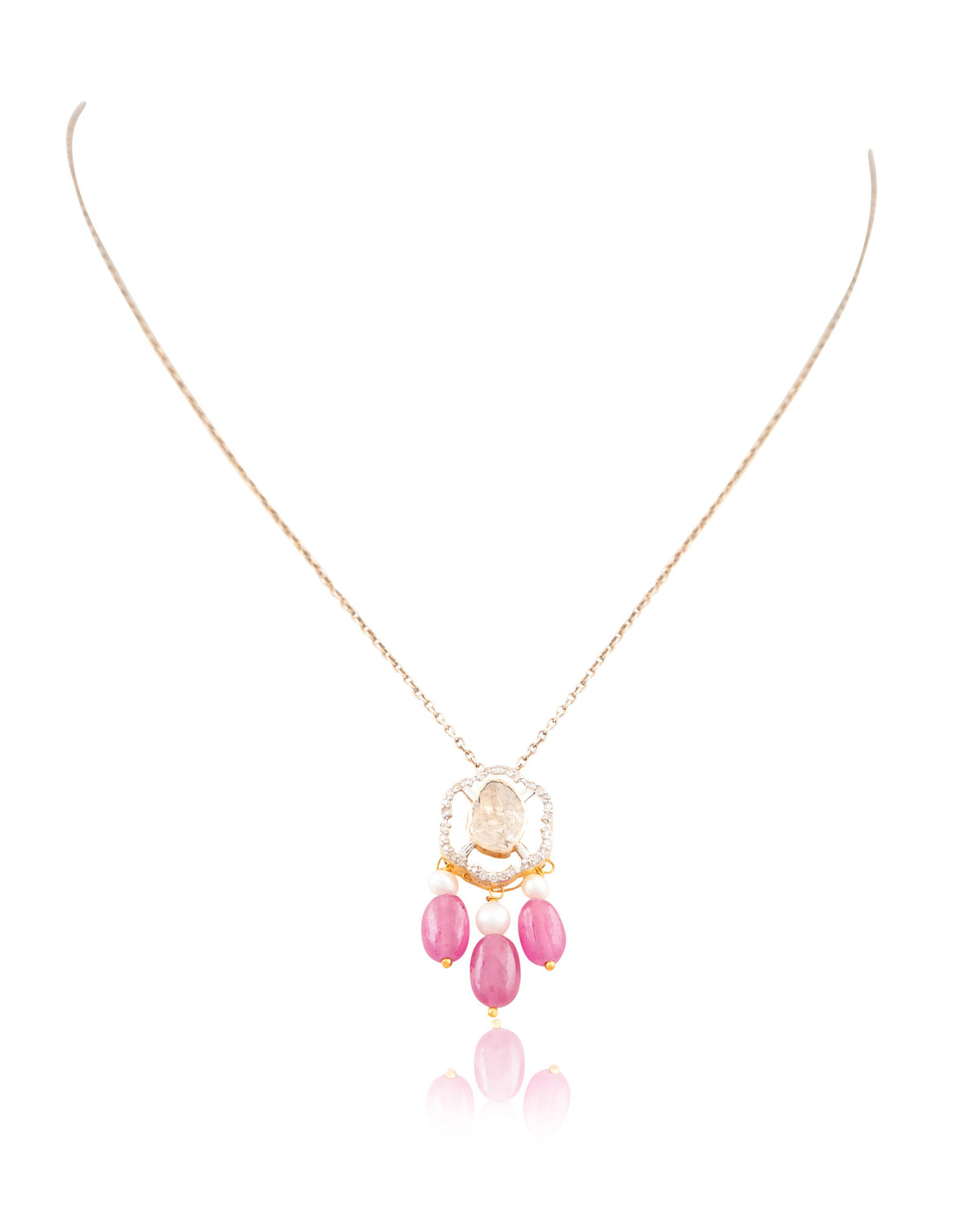 Priti Pendant And Nigar Tops Polki And Diamond Set