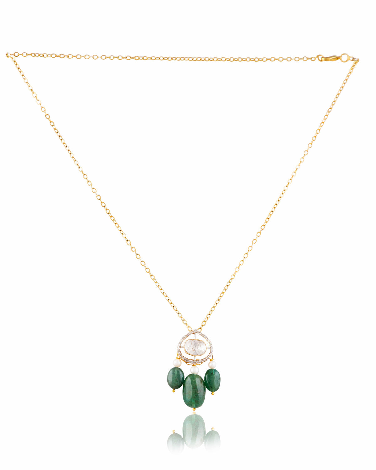 Rekha Polki And Diamond Pendant