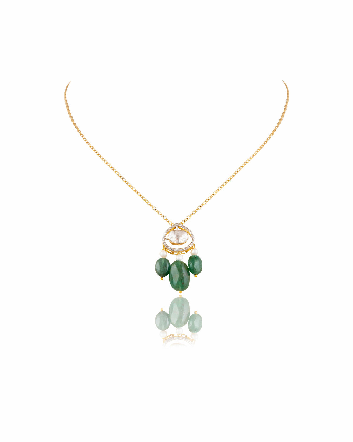 Rekha Polki And Diamond Pendant