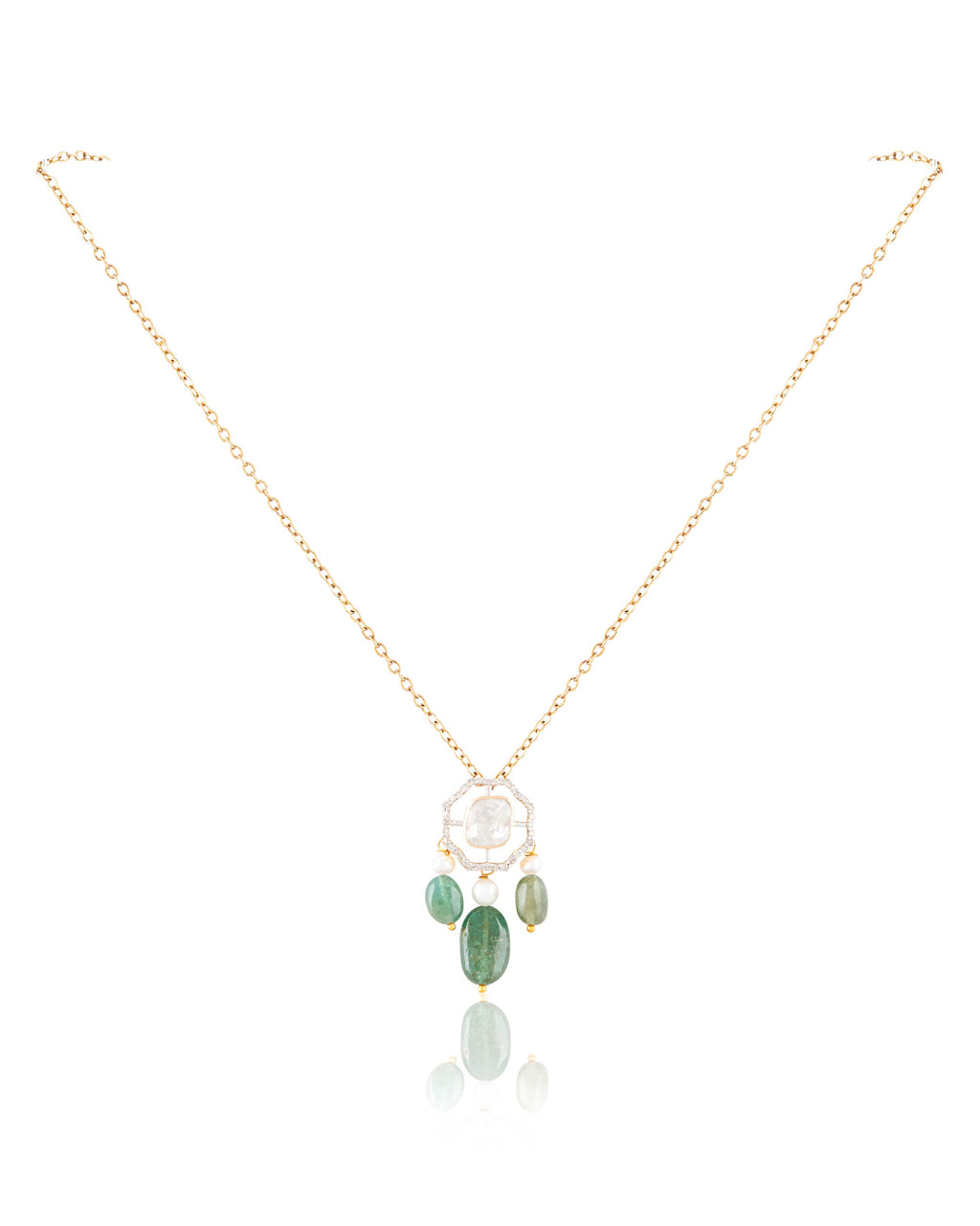 Karishma Pendant And Zivar Tops Polki And Diamond Set