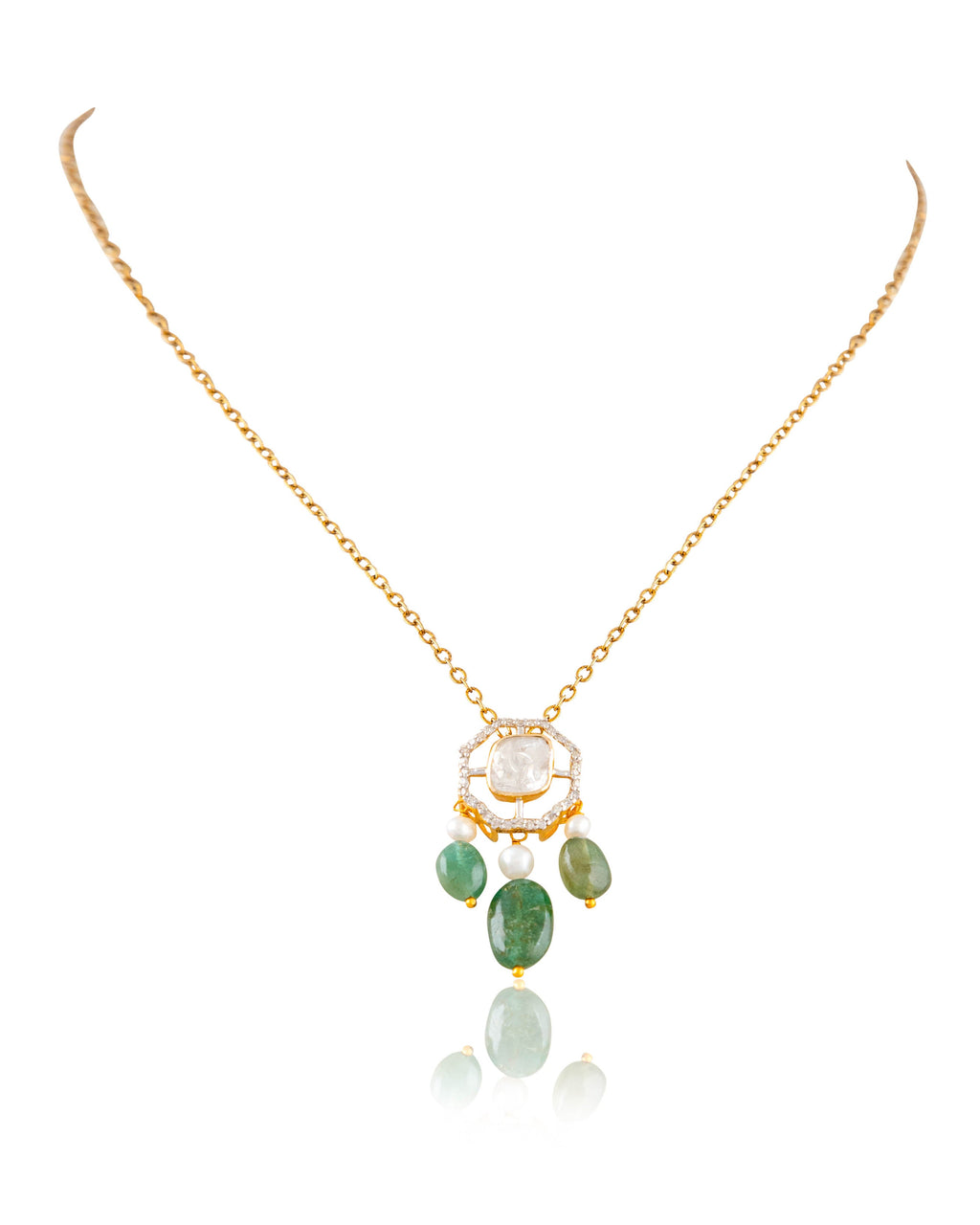 Karishma Pendant And Zivar Tops Polki And Diamond Set