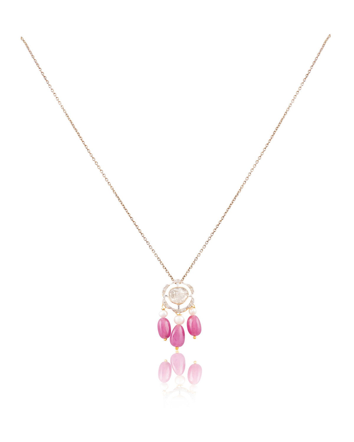 Saasha Pendant And Neha Tops Polki And Diamond Set