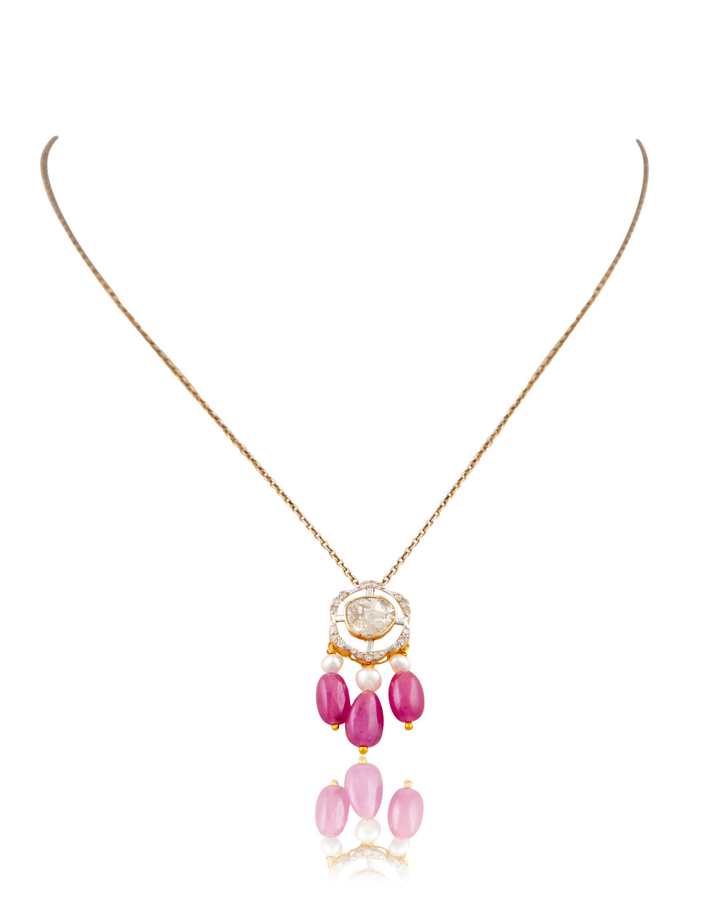 Saasha Pendant And Neha Tops Polki And Diamond Set