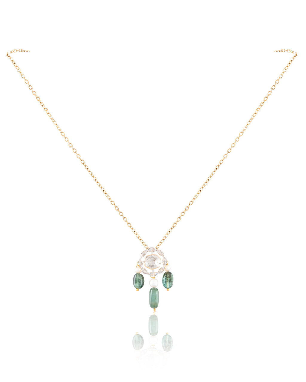Sayani Pendant And Vamika Tops Polki And Diamond Set