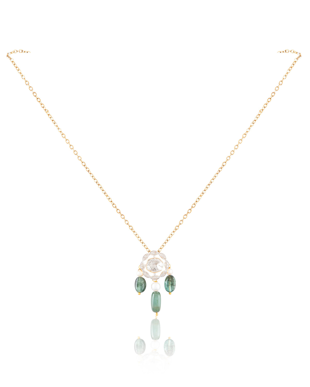 Sayani Pendant And Vamika Tops Polki And Diamond Set