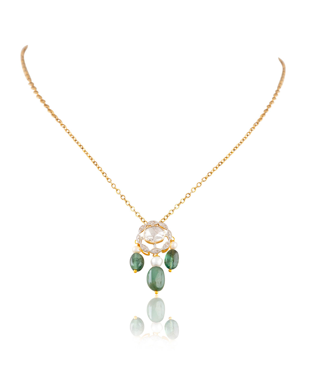 Sayani Pendant And Vamika Tops Polki And Diamond Set