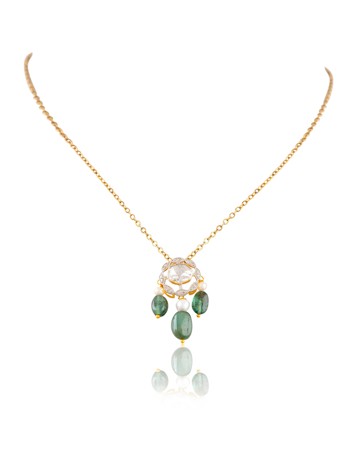 Sayani Pendant And Vamika Tops Polki And Diamond Set