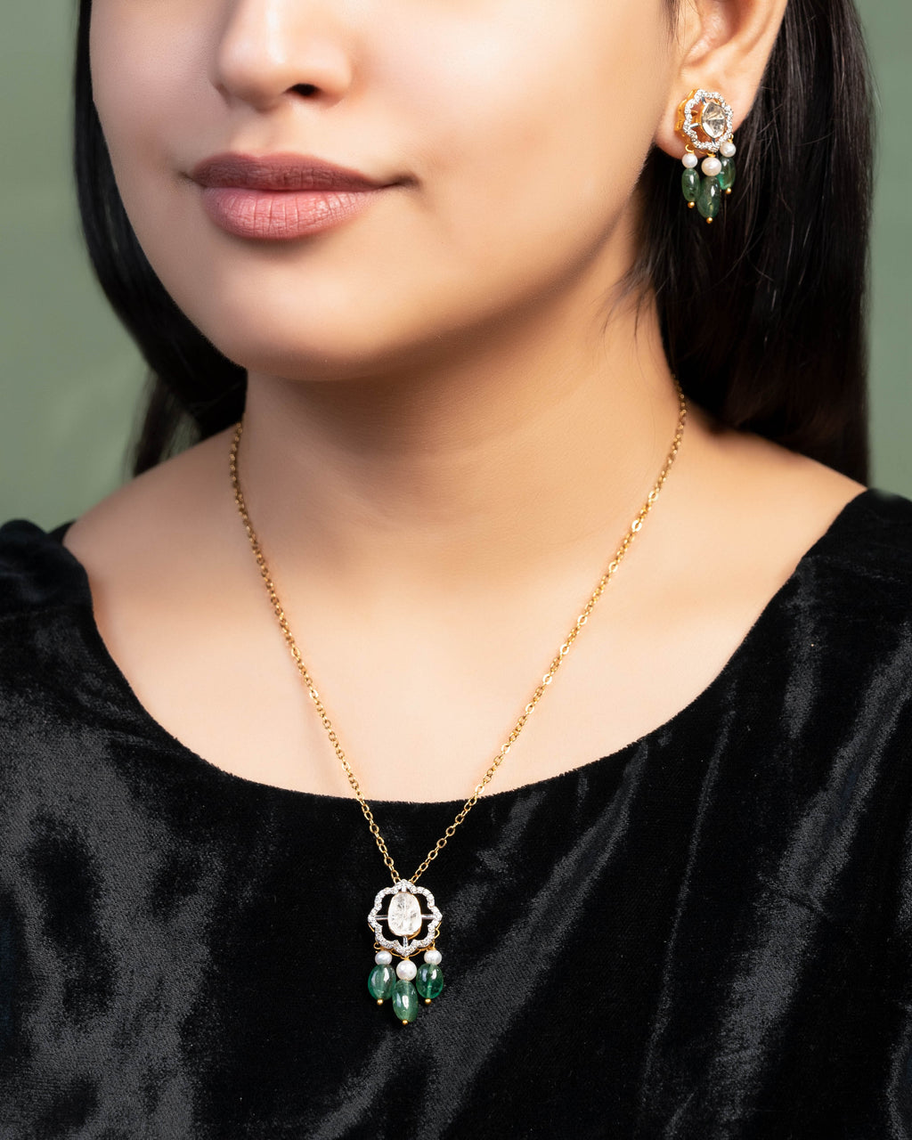Sancheti Pendant And Anahita Tops Polki And Diamond Set