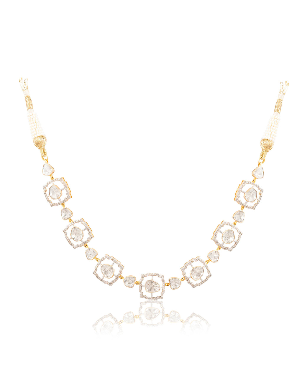 Ariya Choker And Hardika Long Earrings Polki And Diamond Set