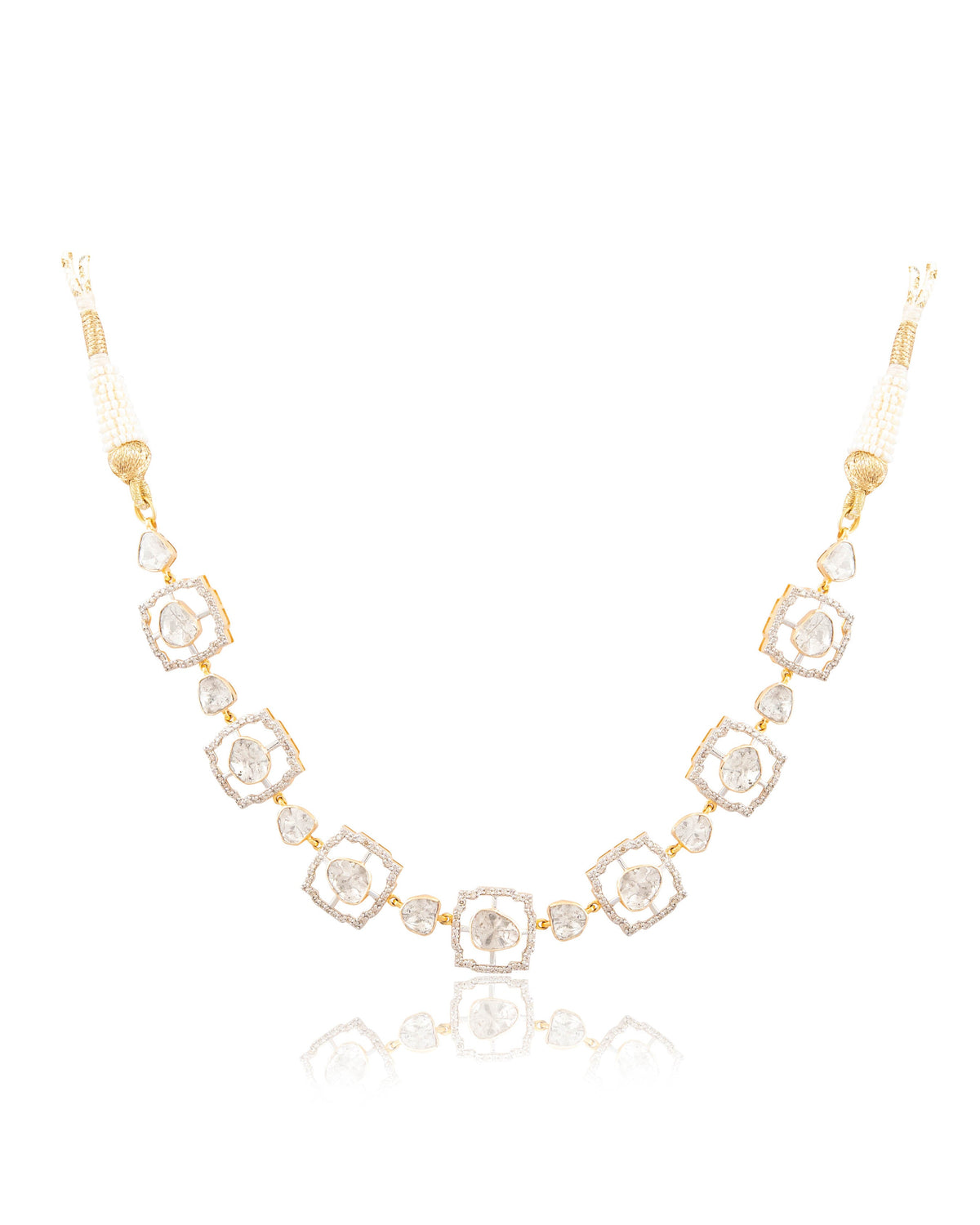 Ariya Choker And Hardika Long Earrings Polki And Diamond Set