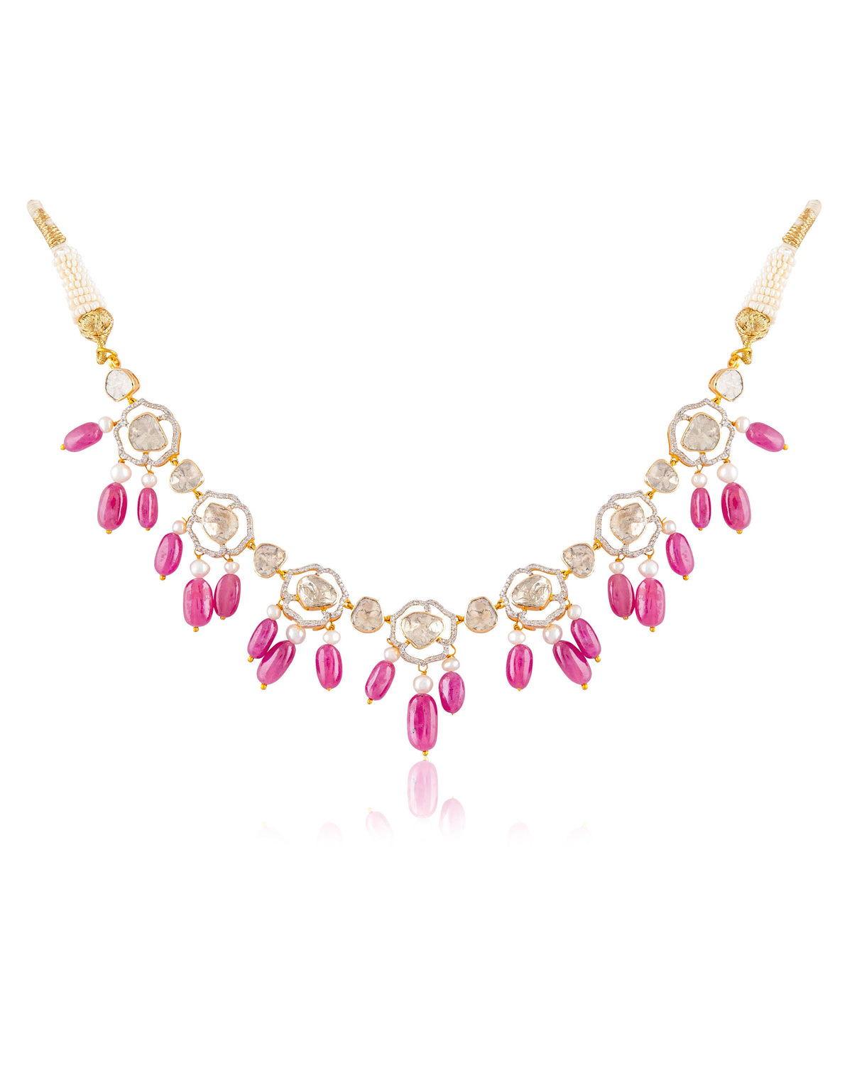 Deepti Choker And Rateeka Long Earrings Polki And Diamond Set