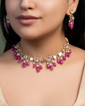 Deepti Choker And Rateeka Long Earrings Polki And Diamond Set