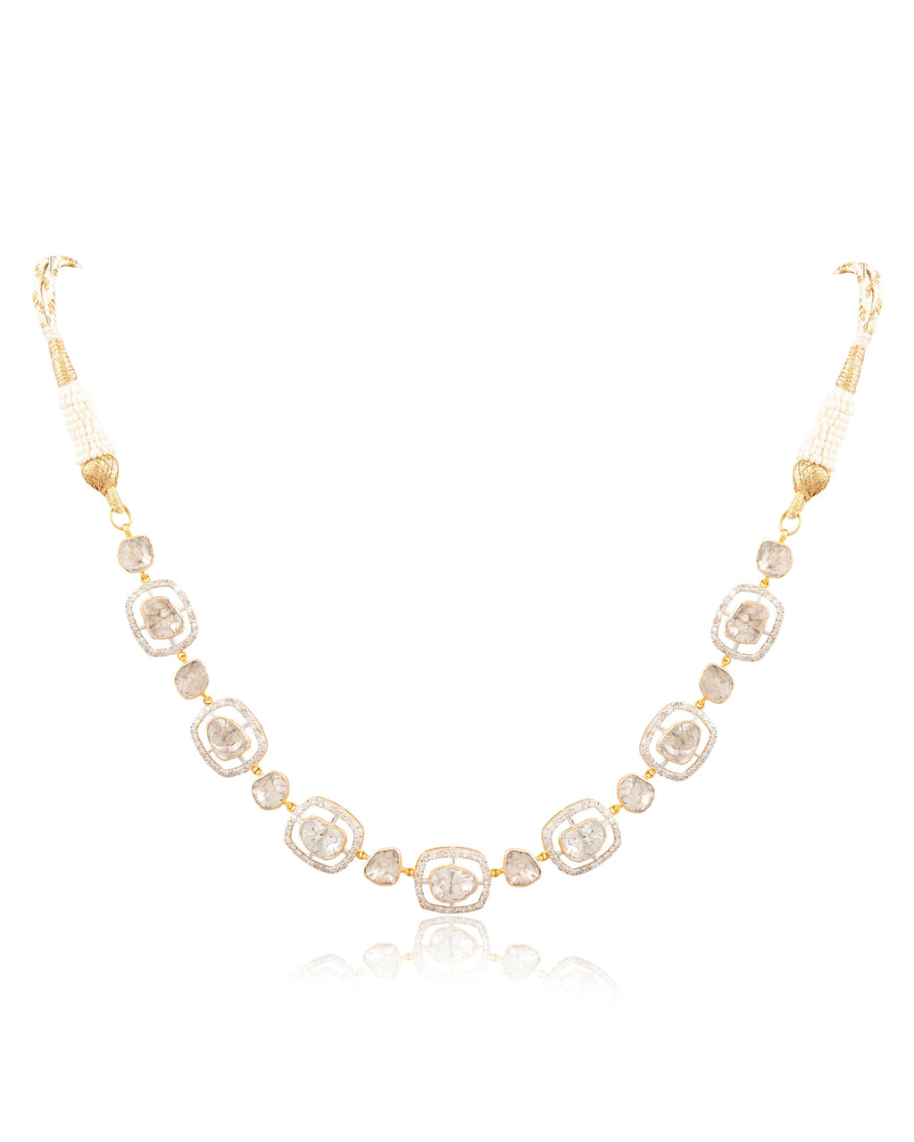 Ishita Choker And Divya Long Earrings Polki And Diamond Set