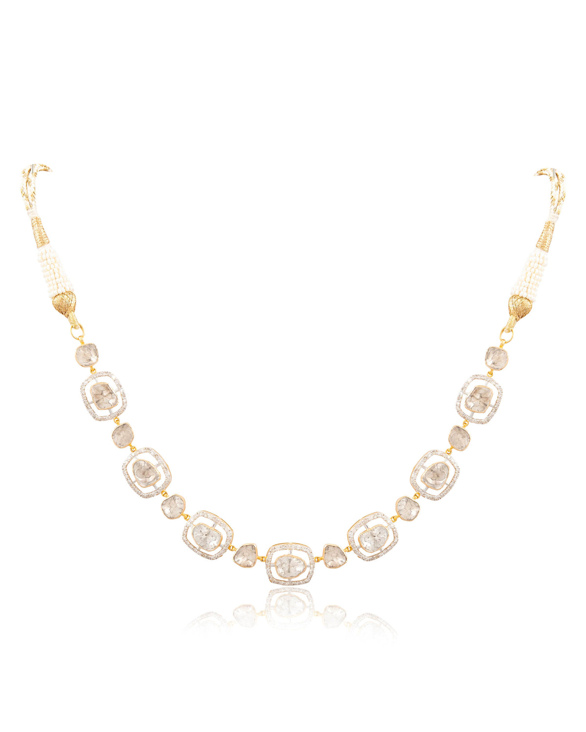 Ishita Choker And Divya Long Earrings Polki And Diamond Set