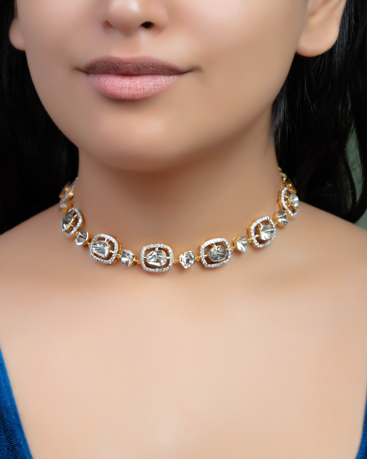 Ishita Choker And Divya Long Earrings Polki And Diamond Set