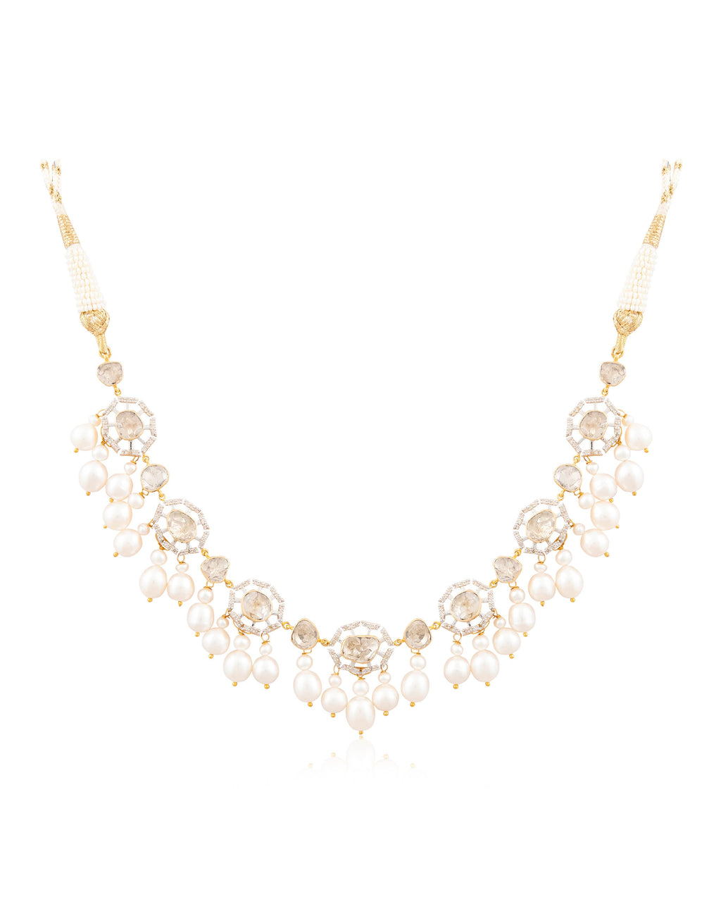 Anisha Choker And Diya Long Earrings Polki And Diamond Set