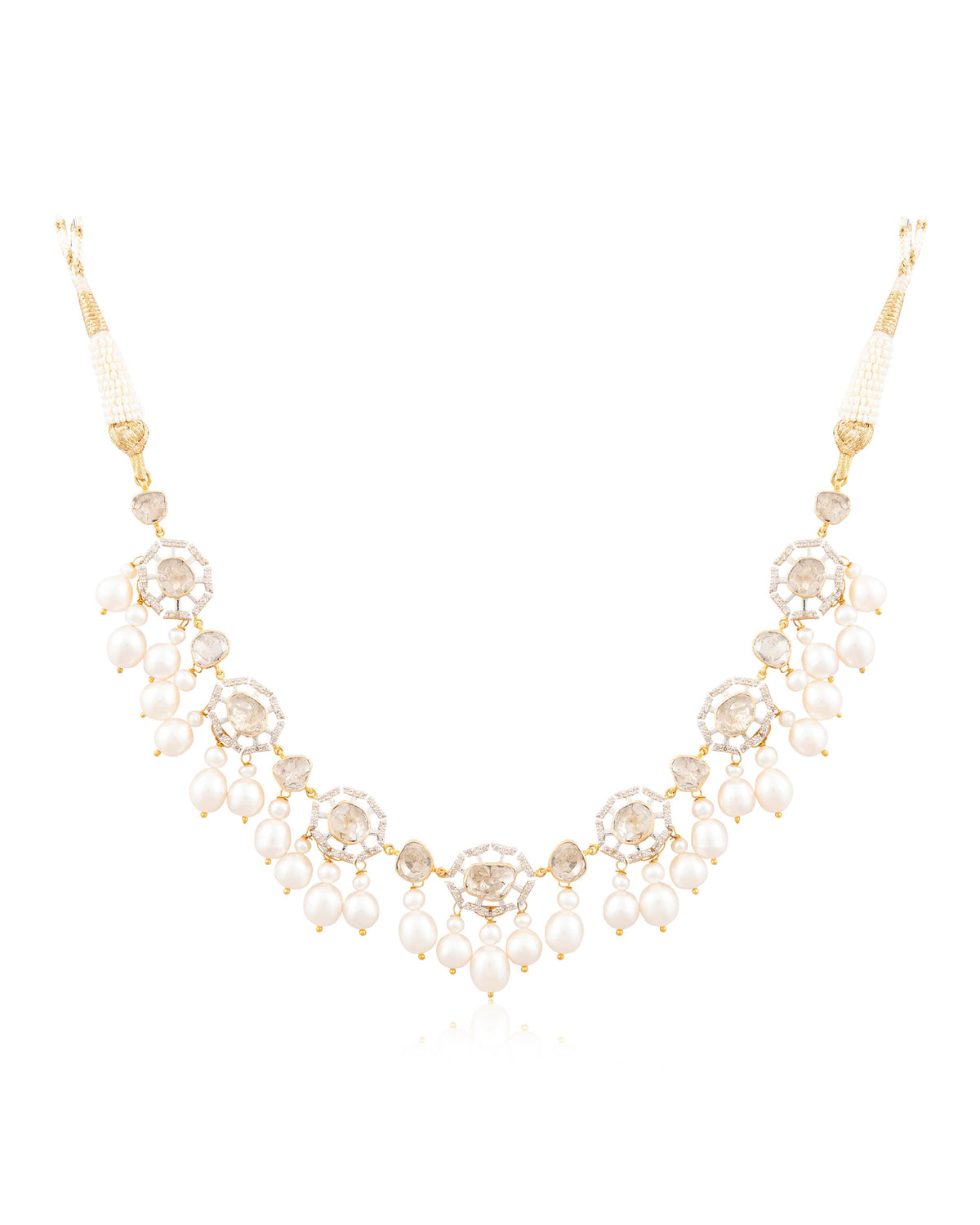 Anisha Choker And Diya Long Earrings Polki And Diamond Set