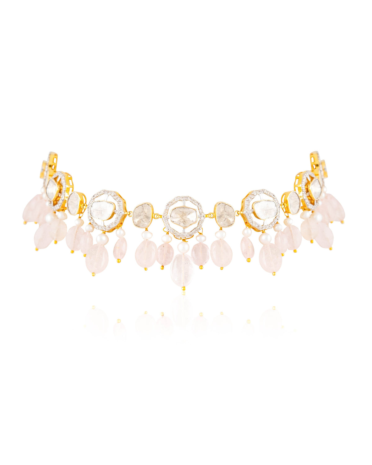 Tina Choker And Tatiana Long Earrings Polki And Diamond Set