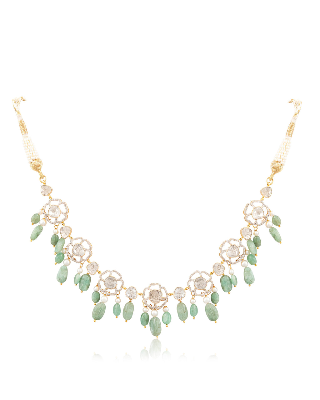 Priyal Choker And Divanshi Long Earrings Polki And Diamond Set
