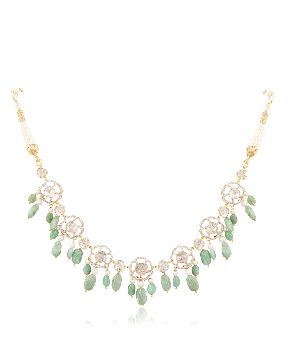 Priyal Choker And Divanshi Long Earrings Polki And Diamond Set