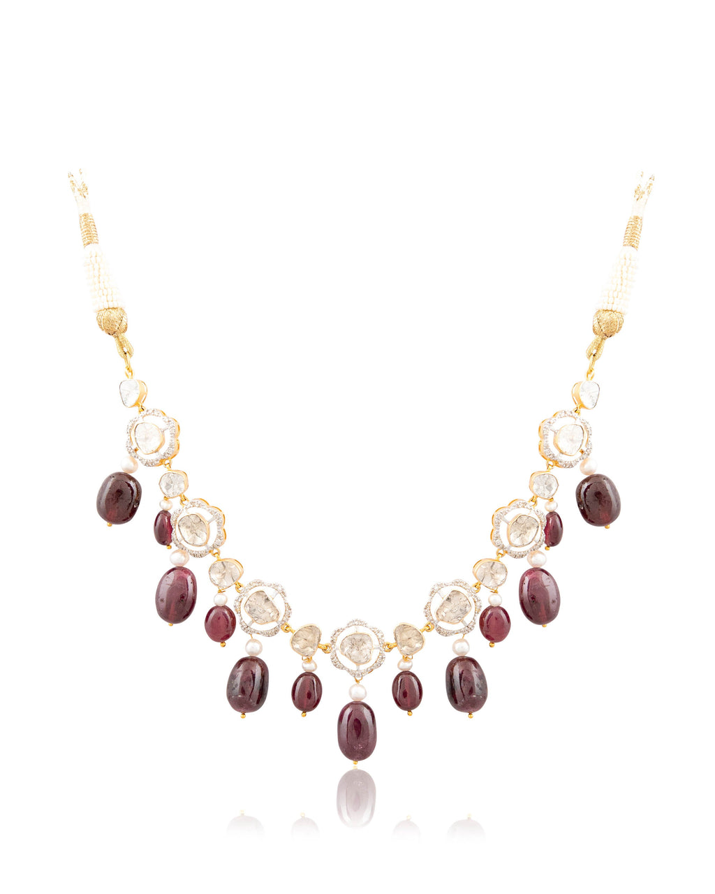 Shifa Choker And Disha Long Earrings Polki And Diamond Set