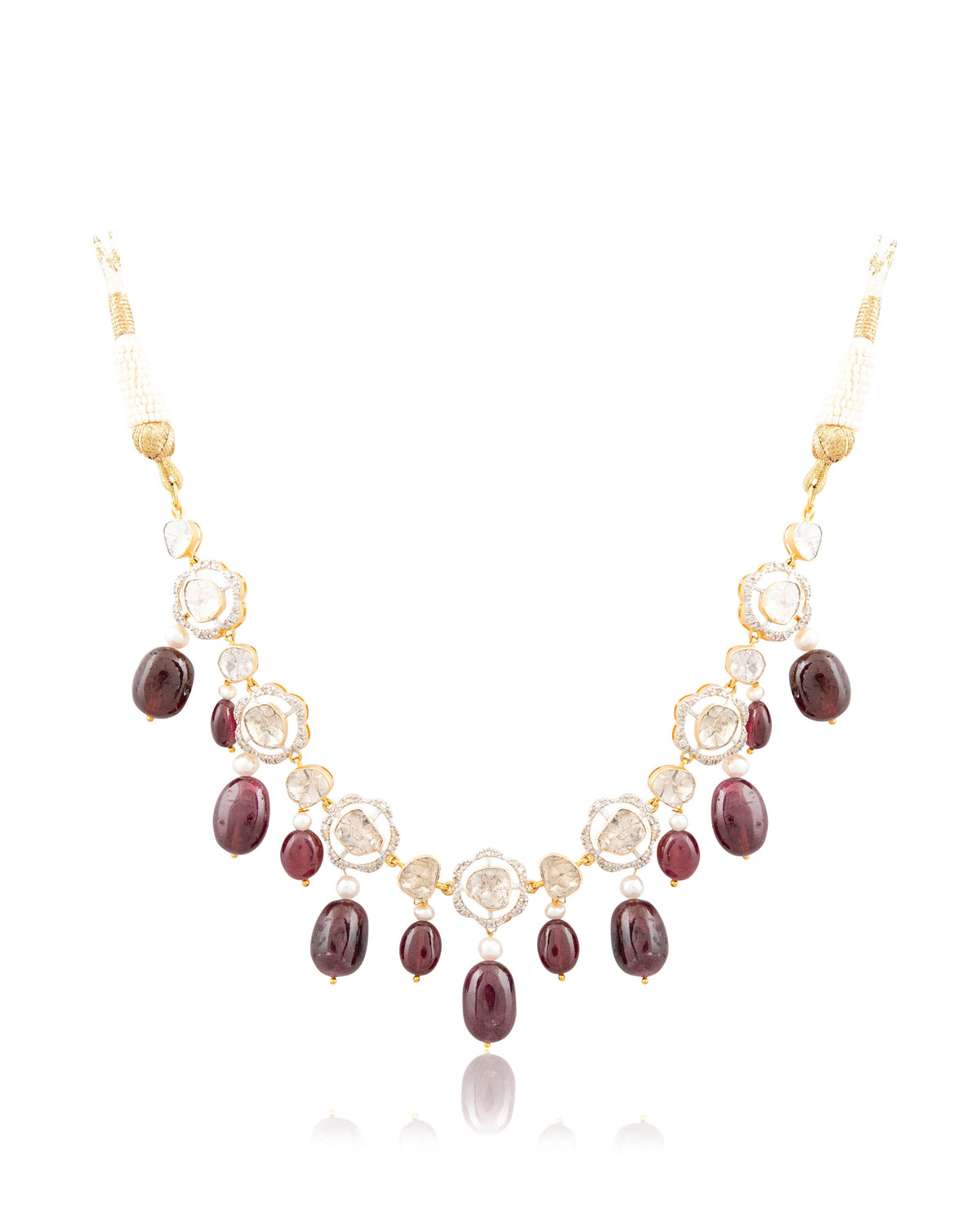 Shifa Choker And Disha Long Earrings Polki And Diamond Set