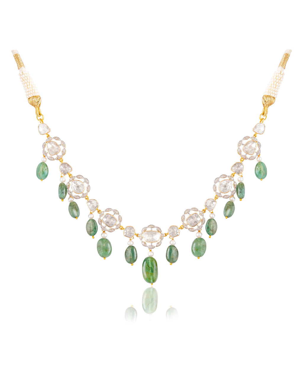 Trisha Choker And Farzana Long Earrings Polki And Diamond Set