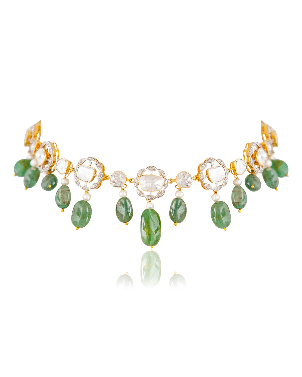 Trisha Choker And Farzana Long Earrings Polki And Diamond Set