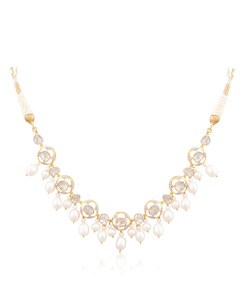 Shubhangi Choker And Chandika Long Earrings Polki And Diamond Set